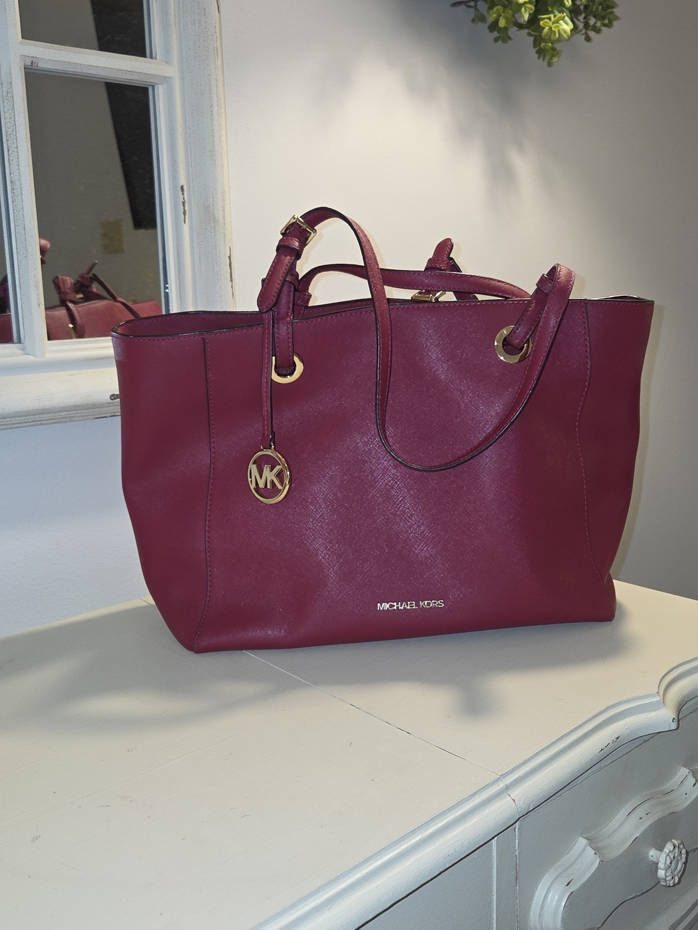 Michael Kors Women's Wine Saffiano Leather Tote Bag